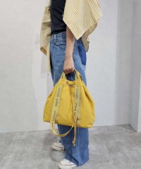 UNGRID bag/アングリッド Ungrid 撥水.防水.軽量ソフトナイロン ロゴテープ 牛革ハンドル 2WAY 巾着トートバッグ/506419916