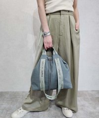 UNGRID bag/アングリッド Ungrid 撥水.防水.軽量ソフトナイロン ロゴテープ 牛革ハンドル 2WAY 巾着トートバッグ/506419916