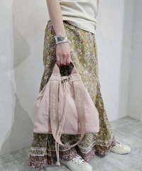 UNGRID bag/アングリッド Ungrid 撥水.防水.軽量ソフトナイロン ロゴテープ 牛革ハンドル 2WAY 巾着トートバッグ/506419916