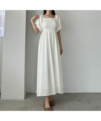 Louere/ルエレ Louere Louere パフスリーブシャーリングフレアワンピース【ペチスカートセット】/506446707
