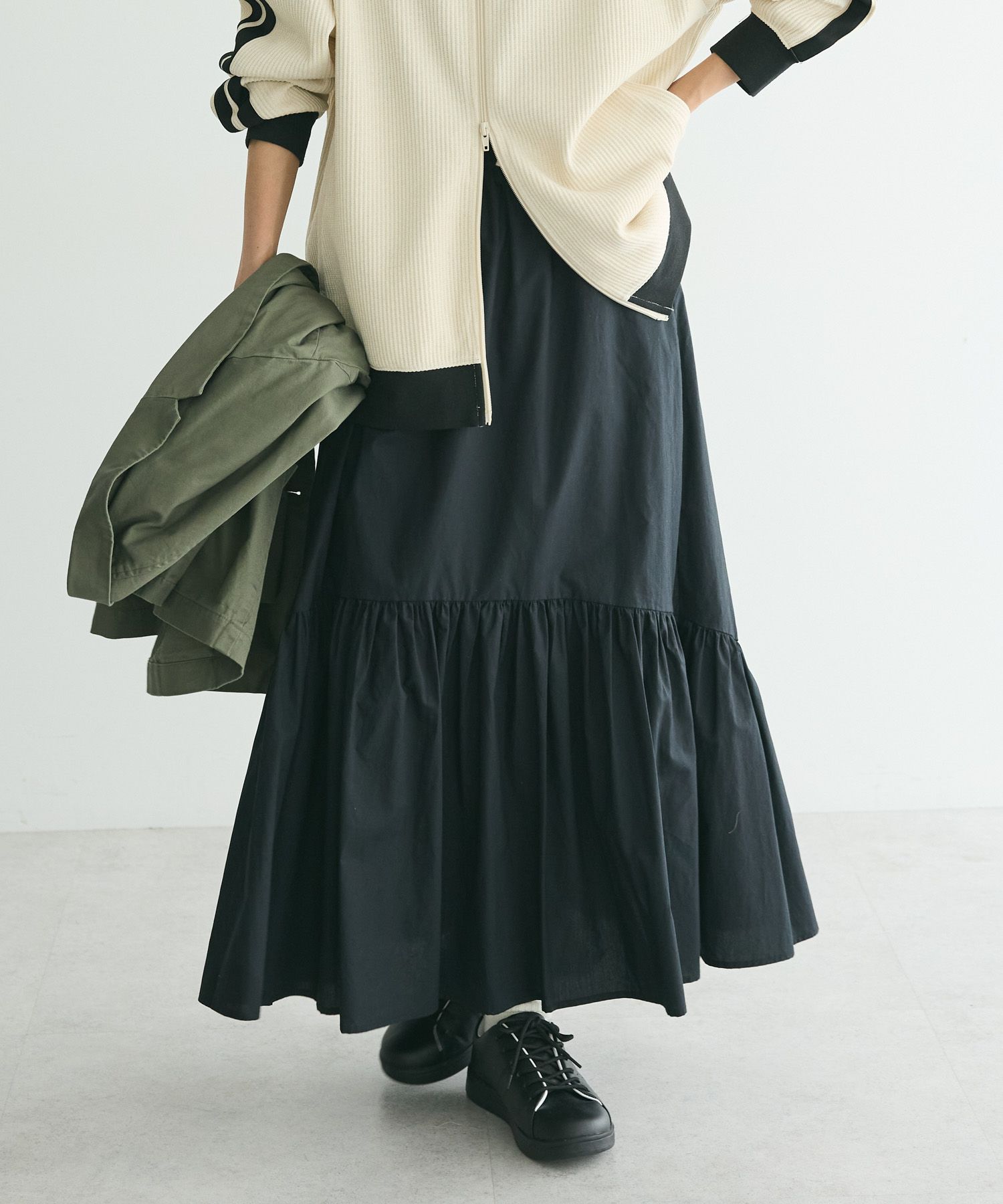 超美品 メゾンスペシャル 黒 フリル ティアード チュール 巻きスカート 完売品 Raffle Tulle Layered Wrap Skirt/ラッフルチュールレイヤード
