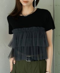 MAISON BREEZE reveur/MAISON BREEZE reveur / short sleeve ruffle tulle summer knit チュールトップス 半袖 サマーニット /506444222
