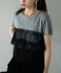 MAISON BREEZE reveur/MAISON BREEZE reveur / short sleeve ruffle tulle summer knit チュールトップス 半袖 サマーニット /506444222
