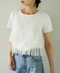 MAISON BREEZE reveur/MAISON BREEZE reveur / short sleeve ruffle tulle summer knit チュールトップス 半袖 サマーニット /506444222