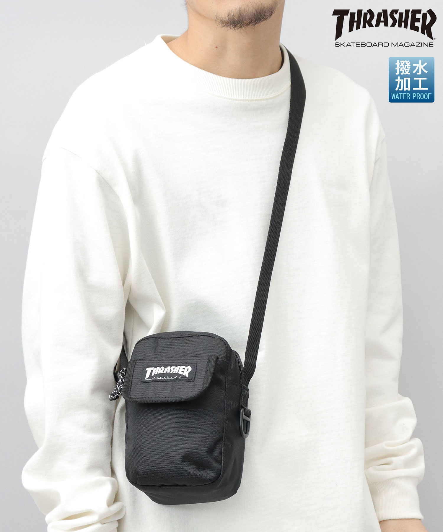 スラッシャー THRASHER ショルダーバッグ メンズ 黒 ミニ