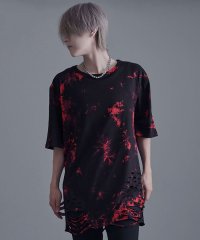 BERNINGS-SHO/バーニングショー Bernings Sho Bernings Sho ムラ染め天竺ダメージ加工半袖クルーネック/506452789