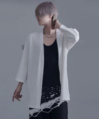 CavariA/キャバリア CavariA CavariA ふくれストライプノーカラー7分袖カーディガン/506452830