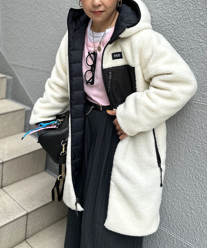 ◇【WEB限定】【TAION/タイオン】別注ボア×ダウンフードコート ◇【WEB限定】【TAION/タイオン】別注ボア×ダウンフードコート