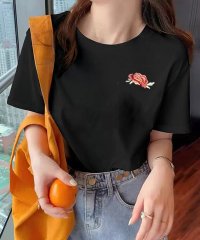 shoppinggo/ショッピングゴー shoppinggo Tシャツ 刺繍 はな ロゴTシャツ レディース ゆるT 半袖 プリントTシャツ トップス 春 夏 クルーネック スポーツ/506457360