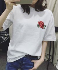 shoppinggo/ショッピングゴー shoppinggo Tシャツ 刺繍 はな ロゴTシャツ レディース ゆるT 半袖 プリントTシャツ トップス 春 夏 クルーネック スポーツ/506457360