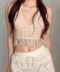 shoppinggo/ショッピングゴー shoppinggo キャミソール パッド付き レディース 女性 婦人 トップス インナー ノースリーブ ホルターネック 袖なし 透かし編み /506457363