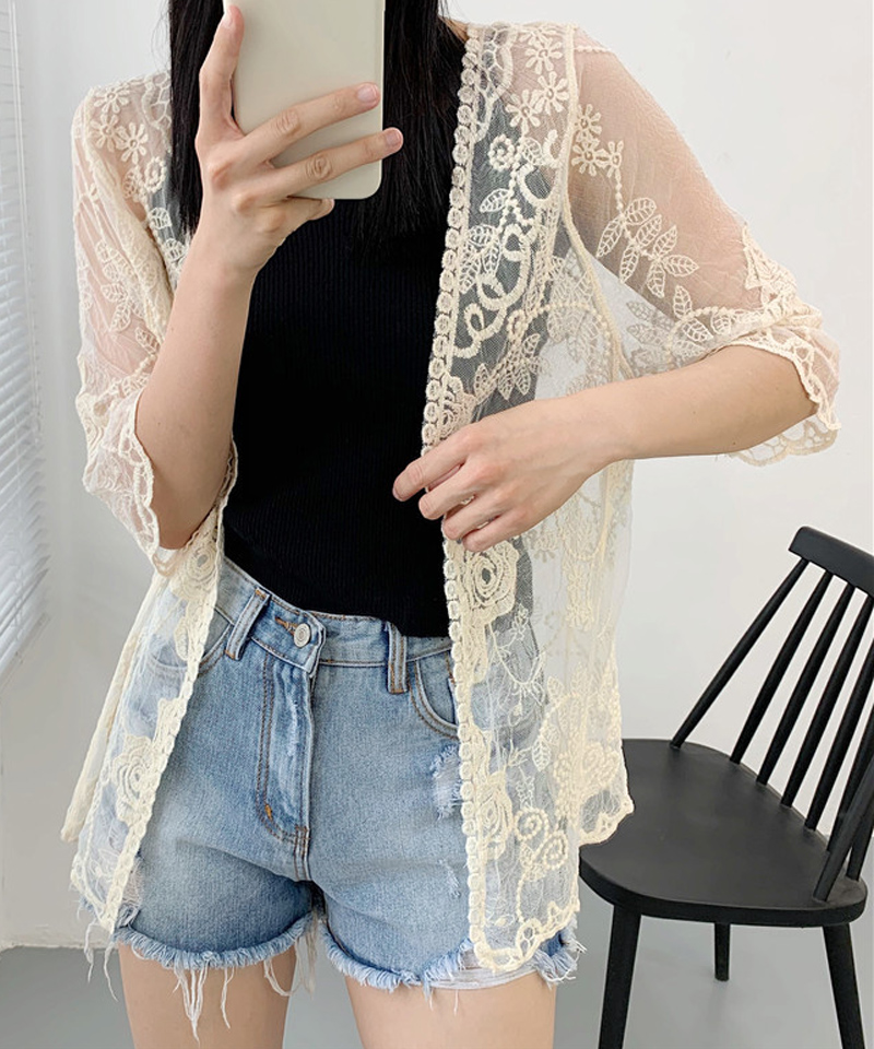 ☆韓国の人気☆【GLOWNY】☆FLORAL LACE BA.G☆関税込☆ セール】ショッピングゴー shoppinggo 総レースカーディガン 花