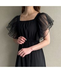 ジュノア JUNOAH バックリボンチュールフリルワンピース