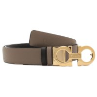 FERRAGAMO/サルバトーレフェラガモ Salvatore Ferragamo ベルト リバーシブルベルト ダブルガンチーニ グレー ベージュ レディース Salvatore /506469506
