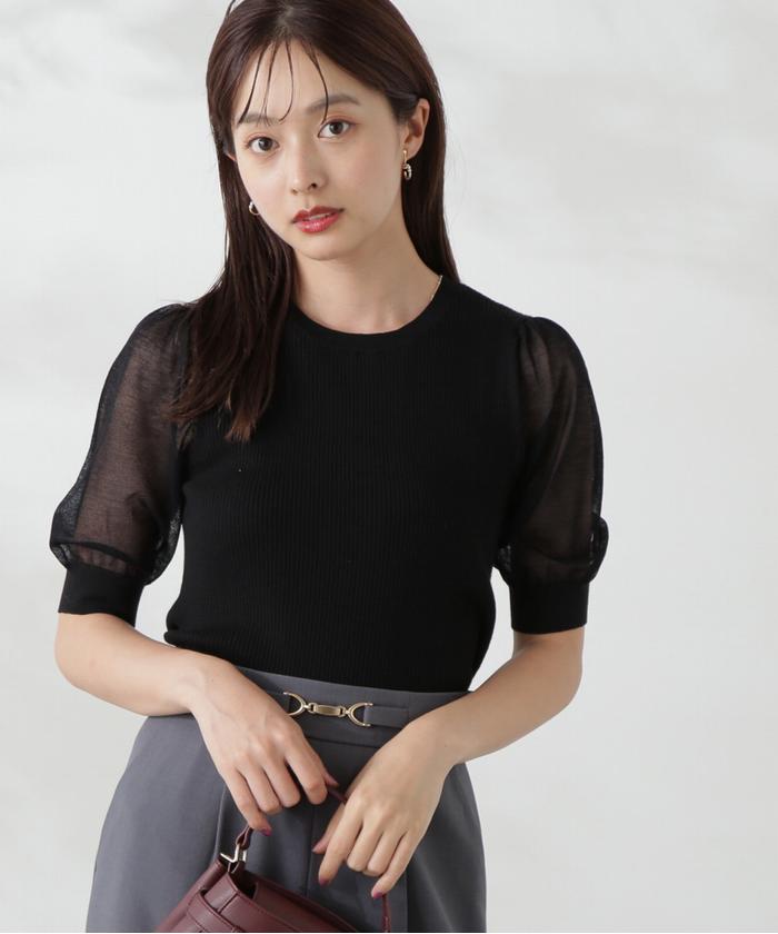 チャーム付きシアー半袖ニット|PROPORTION BODY DRESSING