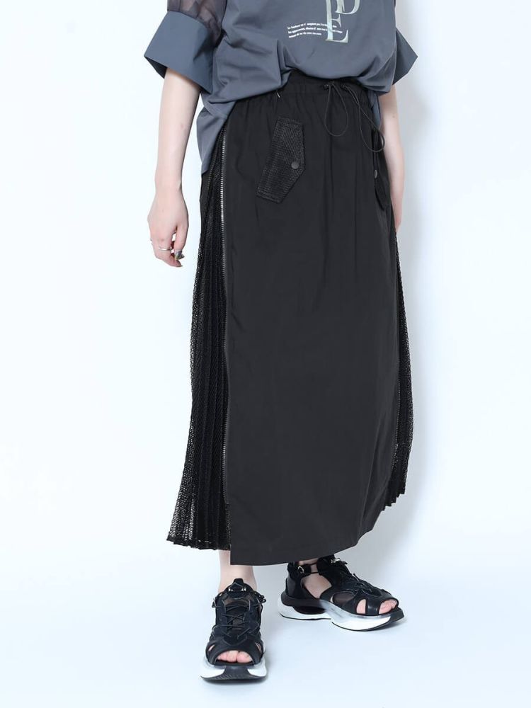 今ならほぼ即納! LASUD|異素材タックデザインスカート Fashion 今ならほぼ即納! LASUD|異素材タックデザインスカート Fashion