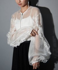 MAISON BREEZE reveur/MAISON BREEZE reveur シアー シャイニー ブルゾン 長袖 ギャザー ボリュームスリーブ ライトアウター ショート丈 ぽわん袖 214018 /506360269