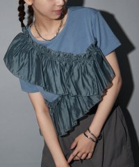 MAISON BREEZE reveur/メゾンブリーズレヴール MAISON BREEZE reveur アシンメトリー ギャザー フリル Tシャツ 半袖 トップス ドッキング 234057 trc/506360271