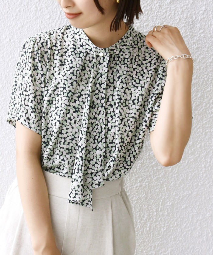 美品☆シルク100%☆ボウタイ付き☆パトゥ☆ブラウス風ブルゾン☆ジッパー☆38号 シルクツイル ブラウス（シャツ & ブラウス）｜STRASBURGO OUTLET