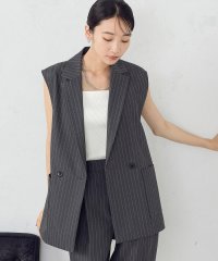 COMME CA ISM /【 セットアップ対応 】ポリエステルレーヨンストレッチツイル ストライプ Wブレストジレ/506369828