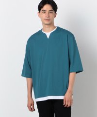 COMME CA ISM MENS/７分袖 フェイクレイヤード キーネックＴシャツ/506424256
