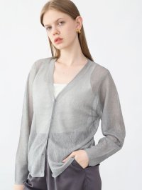 Aga/アーガ Aga クレープウェーブシアーカーディガン/506491568