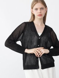 Aga/アーガ Aga クレープウェーブシアーカーディガン/506491568