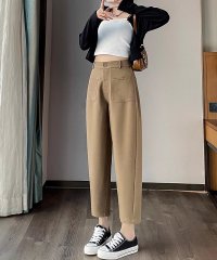 shoppinggo/ショッピングゴー shoppinggo テーパードパンツ アンクル丈 細型 リラックスパンツ カジュアルパンツ 無地 ゆるい 体型カバー ウエストゴム ロングパ/506491725