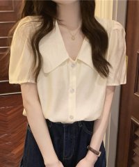 shoppinggo/ショッピングゴー shoppinggo ブラウス レディース 半袖 Vネック トップス 夏ブラウス ノーカラー オフィス 春夏 ビジネス 韓国風 フォーマル 通/506491726