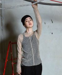 NOMINE/ラメ シアー プリーツ トップス （ロンＴ)/506500485