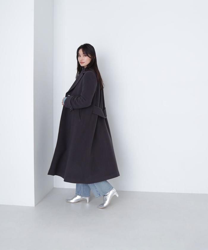 ナチュラルビューティーベーシック ビッグカラーダブルチェスターコート 24AW NATURAL BEAUTY BASIC｜ビッグカラーダブルチェスターコート