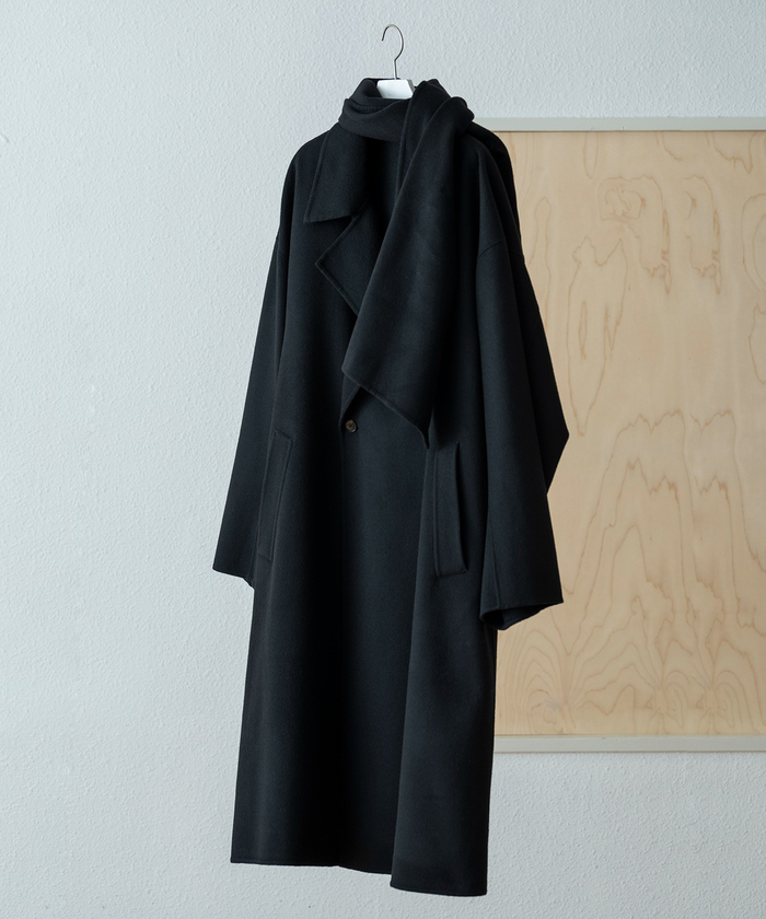 メリノウール ダブルフェイス セミダブル オーバー コート / マフラー付き マフラー付き》メリノウール ダブルフェイス セミダブル