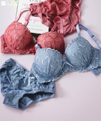 fran de lingerie/キュートなハート刺繍しっかり盛って、安定感◎ 「レーシーメイクブラ002 ペアブラジャー（ワイヤー有り）」 ブラジャーショーツセット/505793346