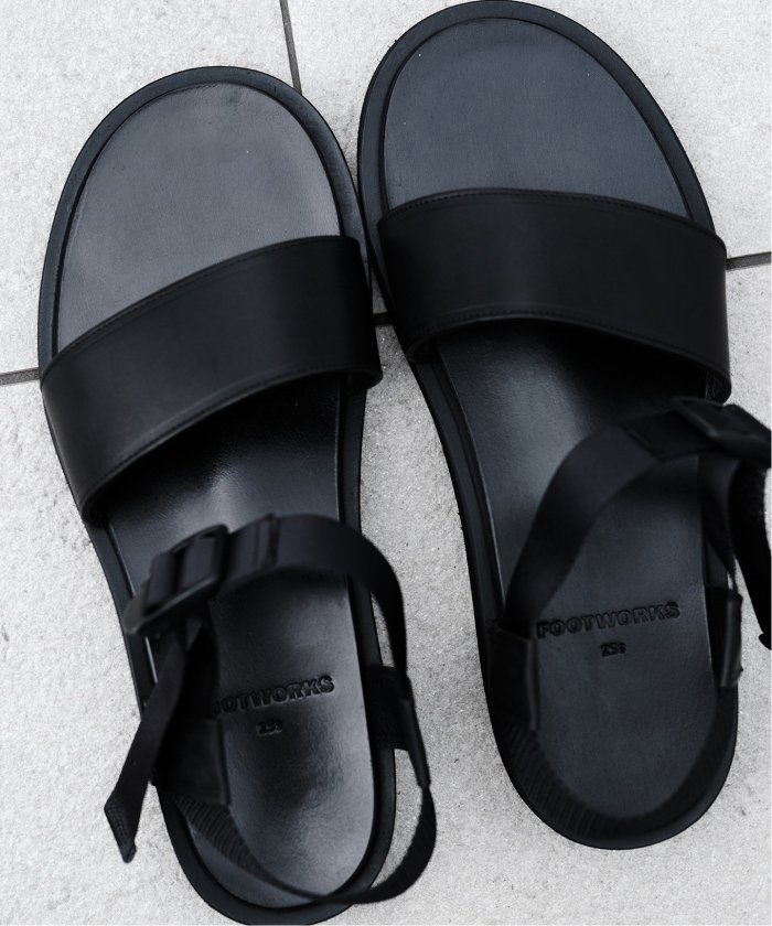 安い割引 FOOT WORKS (フットワークス) スムースレザーサンダル F01－0002 靴