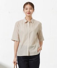 J.PRESS LADIES（LARGE SIZE）/【洗える】ウォッシャブルストライプ シャツカラー ブラウス/506160597