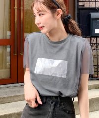 Classical Elf/クラシカルエルフ Classical Elf 【mily bilet】1枚で上級お洒落style。チュール重ね着風シルバー箔プリントTシャツ/506102105
