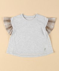 COMME CA ISM KIDS/チェック使い 袖フリルTシャツ(ベビーサイズ)/506463491