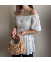 FILLOU/フィルー FILLOU FILLOU シアーマジョリカプリーツオフショルブラウス/506551150