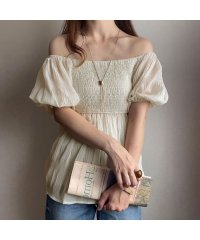 FILLOU/フィルー FILLOU FILLOU シアーマジョリカプリーツオフショルブラウス/506551150