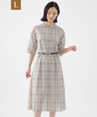 TRANS WORK(L)/【L】【ウォッシャブル】シアーチェックワンピース/506521088
