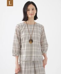 TRANS WORK(L)/【L】【ウォッシャブル】シアーチェックコンビブラウス/506521089