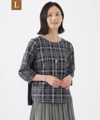 TRANS WORK(L)/【L】【ウォッシャブル】シアーチェックコンビブラウス/506521089