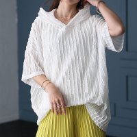 Sawa a la mode/サワアラモード Sawa a la mode 垢抜けエアリーを纏うストライプ柄フーディトップス/506553758