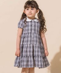 BeBe/【お揃い】チェックレースプリント丸襟ティアードワンピース(90~150cm)/506514364
