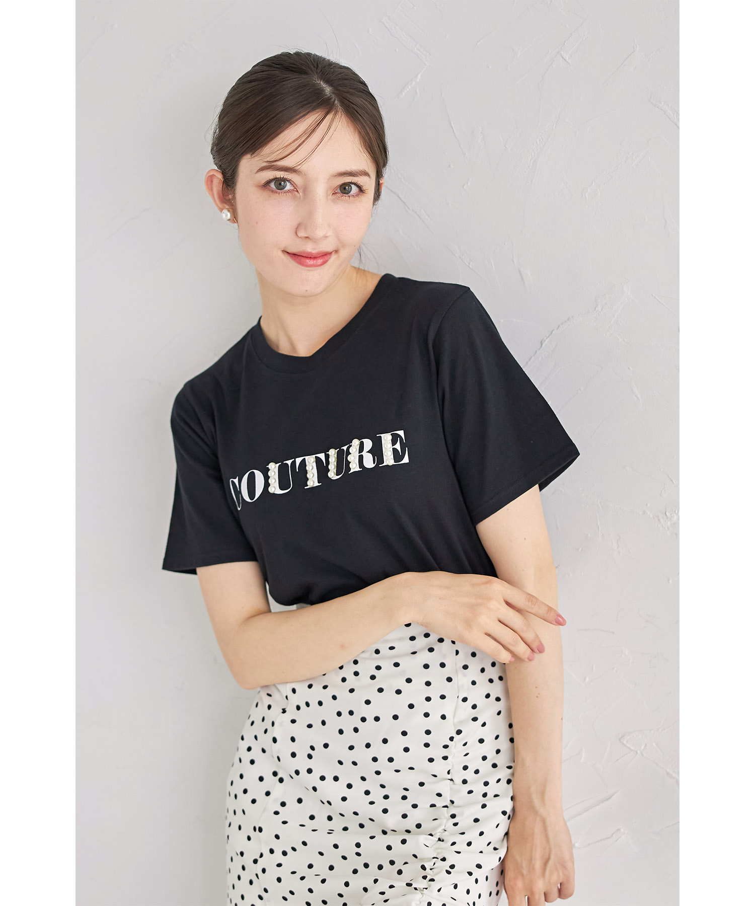 セール】トッコクローゼット tocco closet パール付きロゴプリントTシャツ(506266480) | トッコクローゼット(tocco  closet) - d fashion