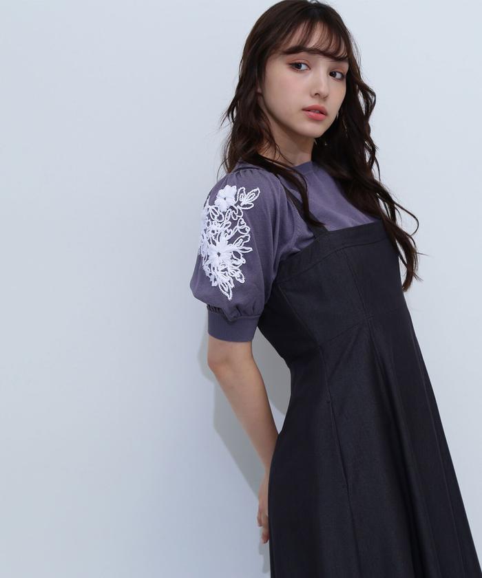 セール 50%OFF】フラワー刺繍パフスリーブニット(506567587