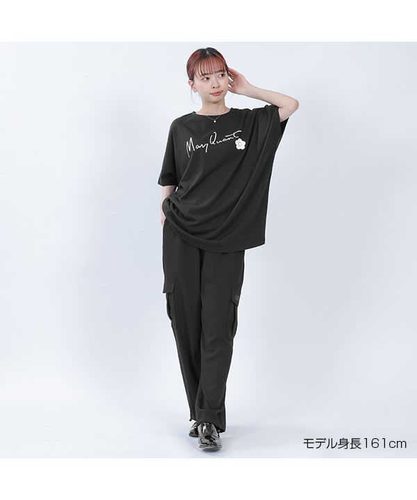 tシャツ マリークワント mary quant 袖フレアサインロゴ プルオーバー レディース MARY QUANT tシャツ マリークワント mary quant 袖フレアサイン