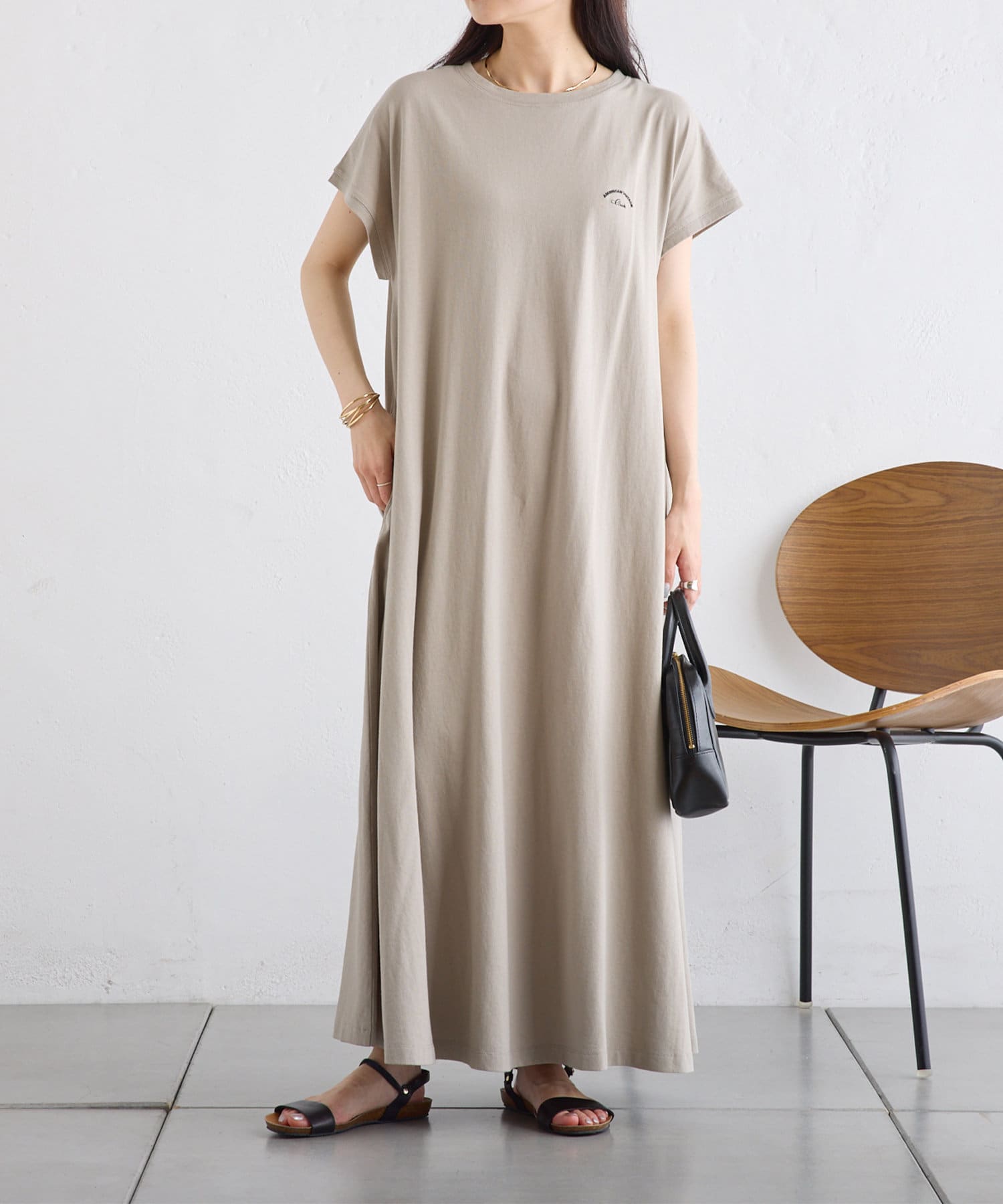 TANG｜コットン リネン ウェザークロス ロングシャツ ワンピース