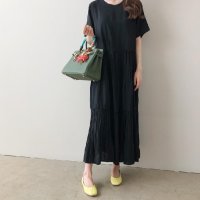 maison de LATIR/フォースメント Forcement ラウンドネックティアードプリーツロングワンピース/506556359