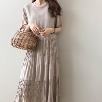 maison de LATIR/フォースメント Forcement ラウンドネックティアードプリーツロングワンピース/506556359